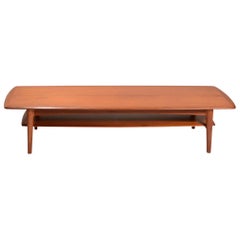 Early Danish Modern Teak Coffee Table with Bottom Shelf