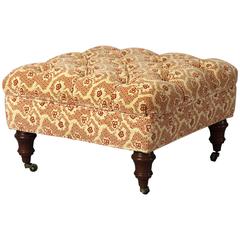 Small Buttoned Footstool or Ottoman