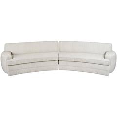 Large Curved Mid-Century Sofa