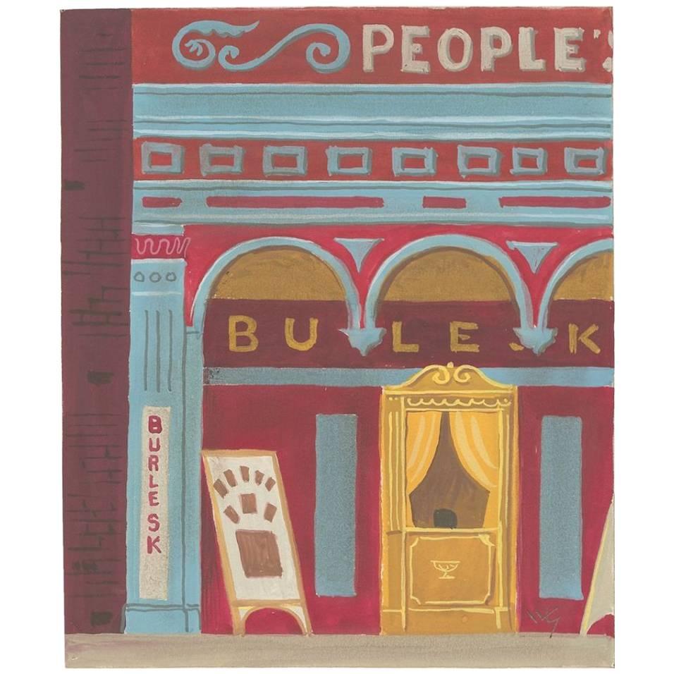 Witold Gordon Gouache „Burlesk Theater“ im Angebot