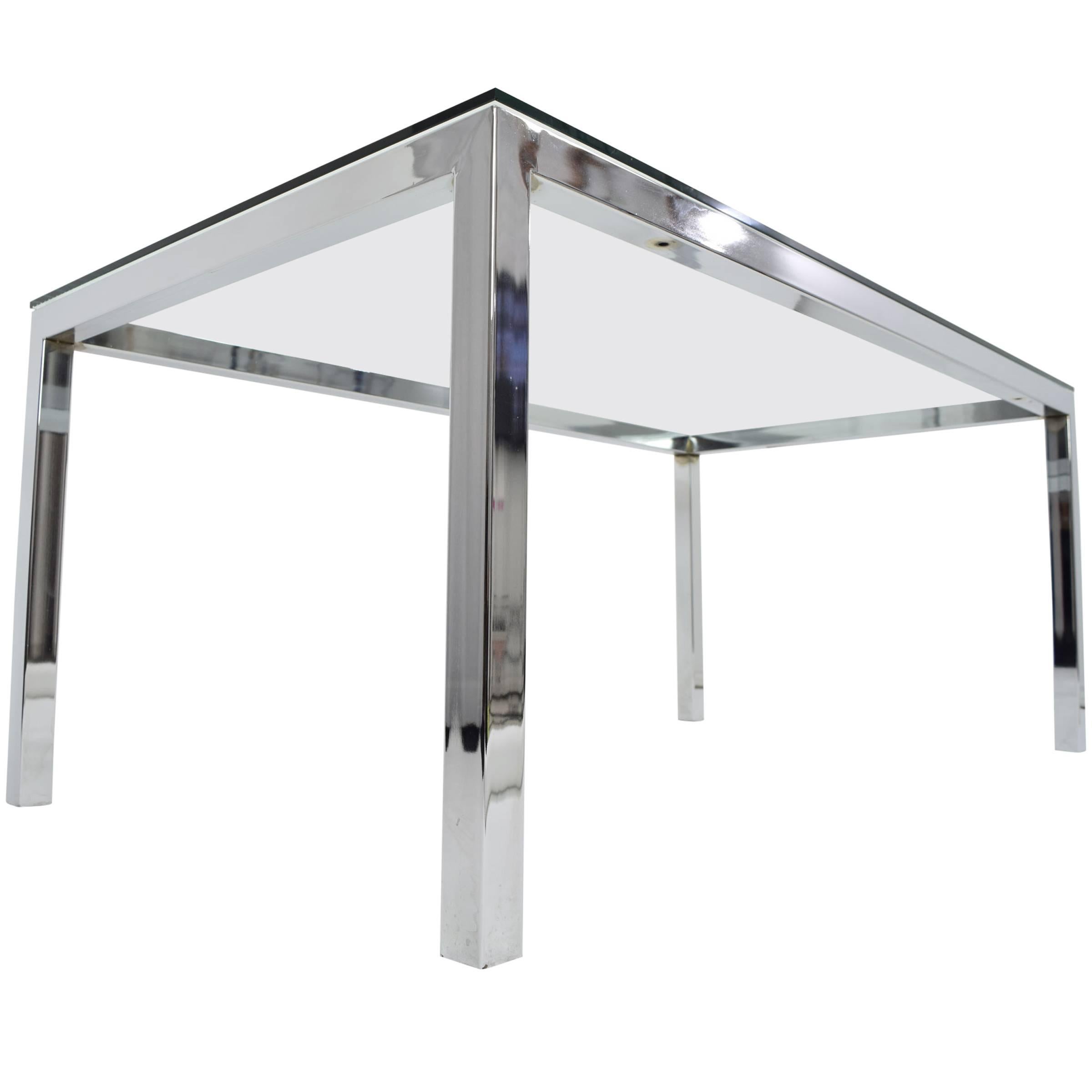 Milo Baughman Chrome and Glass Dining Table/Desk