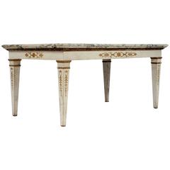 Neoclassical Console Table Painted White and Gold Details