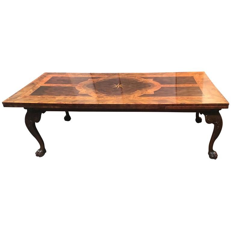 English III Marquetry Extendable Dining Table For Sale at 1stdibs