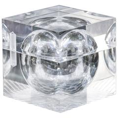 Unique Square Lucite Object Box, Italy, 1978