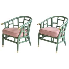 Pair of Mid-Century Bent Bamboo Tub Chairs