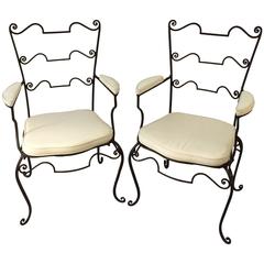 Wrought Iron French Armchairs, 1930s