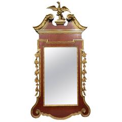 George II Style Mahogany and Gilt Mirror and Phoenix Finial, 19th Century 2