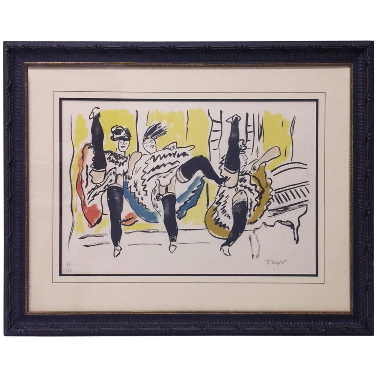 Colorful Lithograph "Le French Cancan" by Fernand Leger
