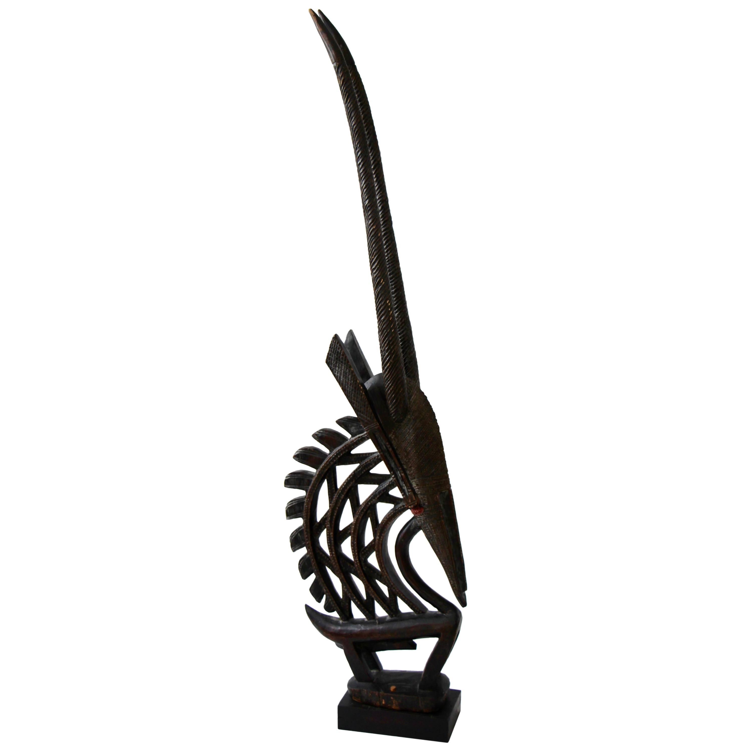 Tribal African Antelope Wood Bambara Mask
