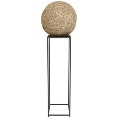 Primative Twine Ball Sculpture on Steel Pedestal