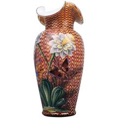 English Victorian Art Glass Vase with Enameled Flowers by Stevens & Williams 2
