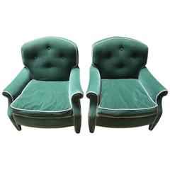 Pair of Mid-Century Upholstered Lounge Chairs by Baker