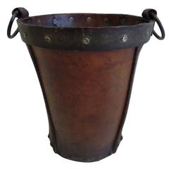 Unique French Modern Craftsman Leather Wastebasket 5