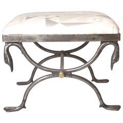 Quality Steel and Brass Bench with Swan Motif