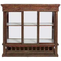 Antique Thai Early 20th Century Large Wooden Display Cabinet with Light Fixture 2