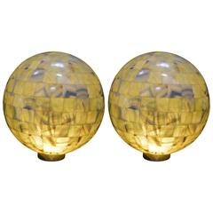 Vintage Pair of Green Onyx Globe Lights