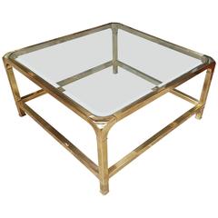 Mastercraft Square Brass and Glass Coffee Table Mastercraft Square Brass and Glass Coffee Table