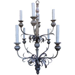 Eight-Light Silvered Two-Tier Chandelier