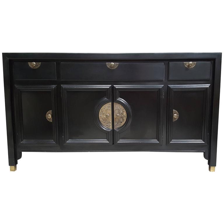 Black Lacquer Credenza by Century Furniture at 1stdibs