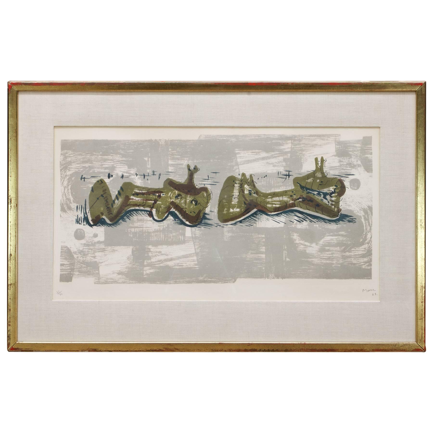 Henry Moore 'Untitled' Biomorphic Modern Art Lithograph