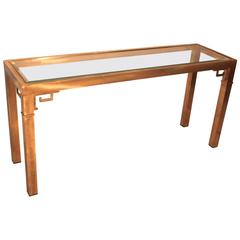 Mastercraft Brass Console Table with Greek Key Embellishments 1