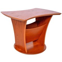 Danish Modern Teak Side Table with Magazine Holder 4