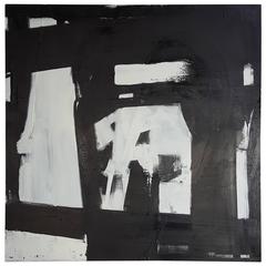 Large Black and White Abstract Painting by Guillermo Calles