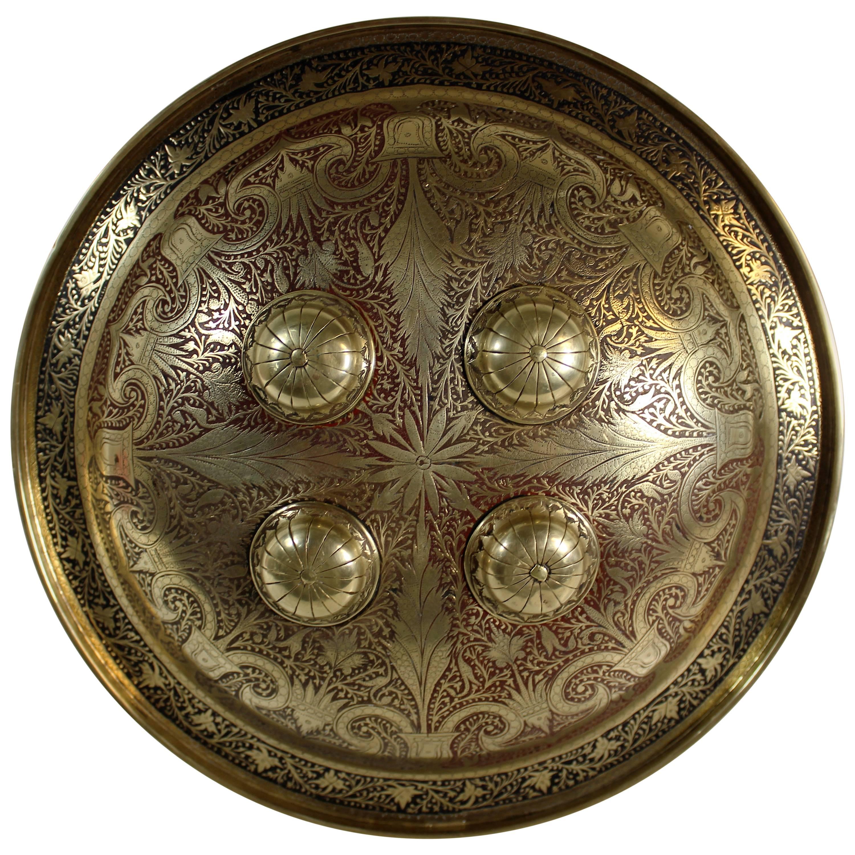 Indo Persian Enameled Mughal Shield, 19th Century