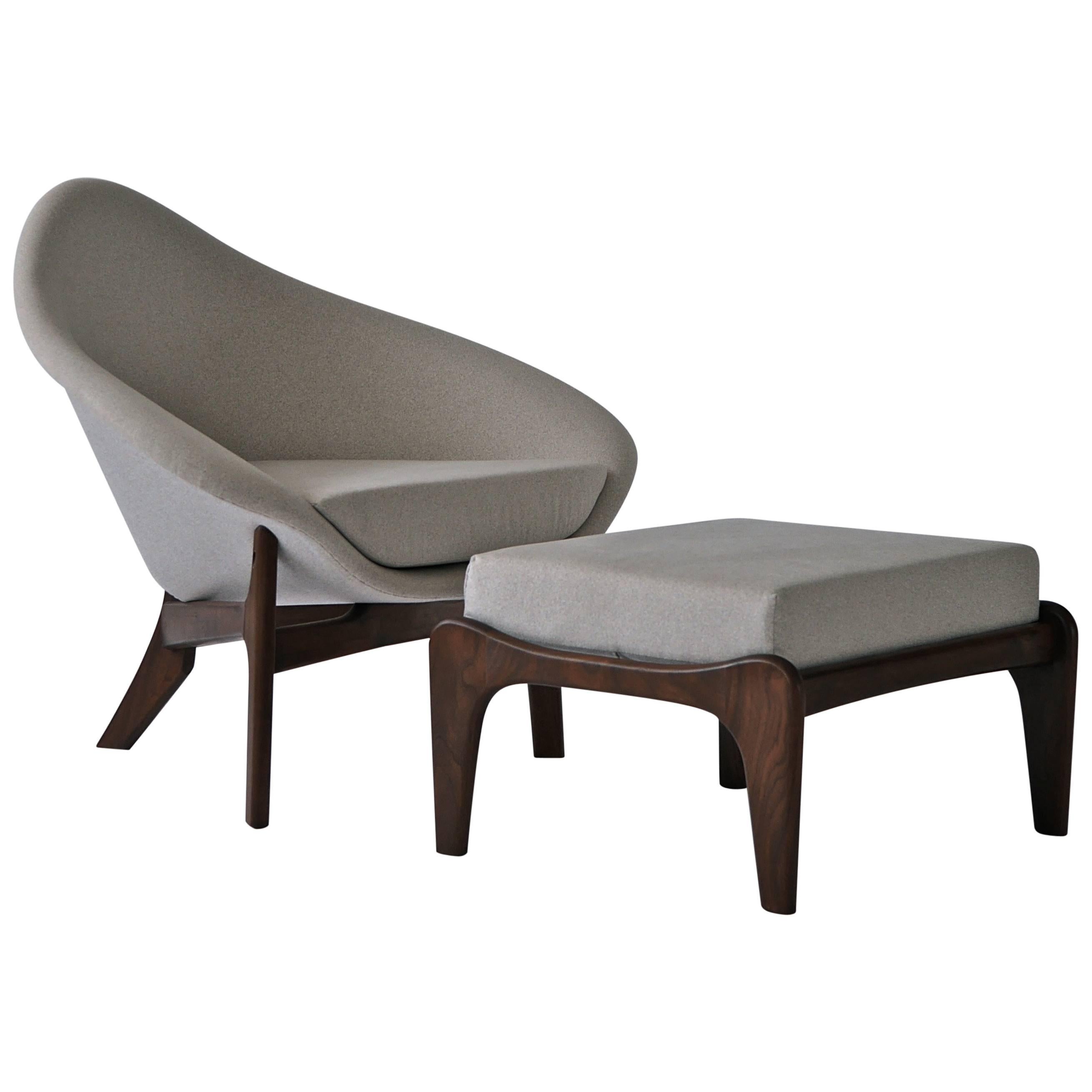 Sculptural Chair and Ottoman For Sale