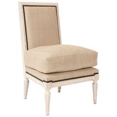 French Neoclassical Slipper Chair in the Louis XVI Taste by Maison Jansen