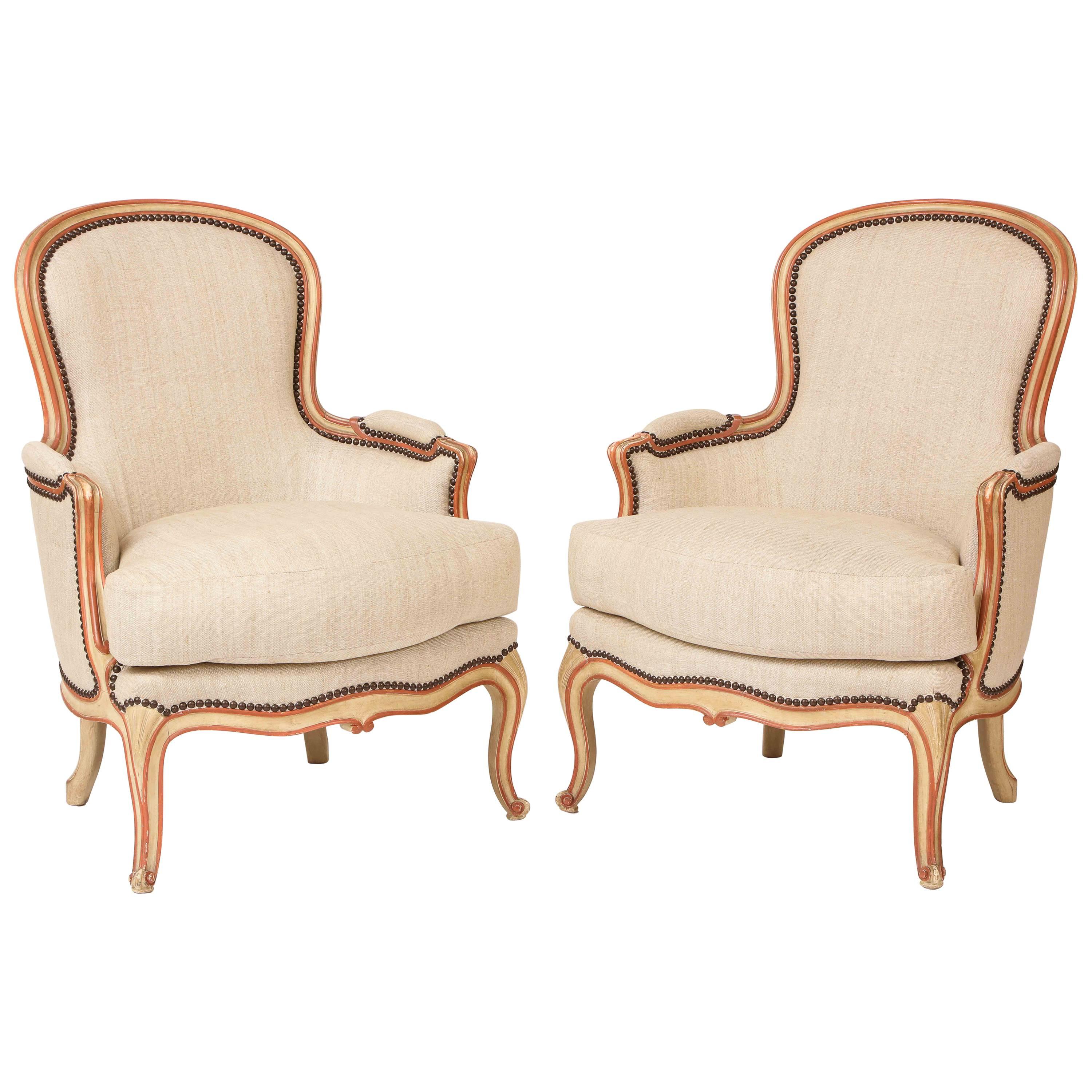 Pair of French Bergeres in the Louis XV Taste by Maison Gouffe, circa 1930 im Angebot