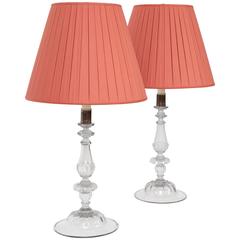 Pair of Murano Glass Candlestick Lamps, circa 1930