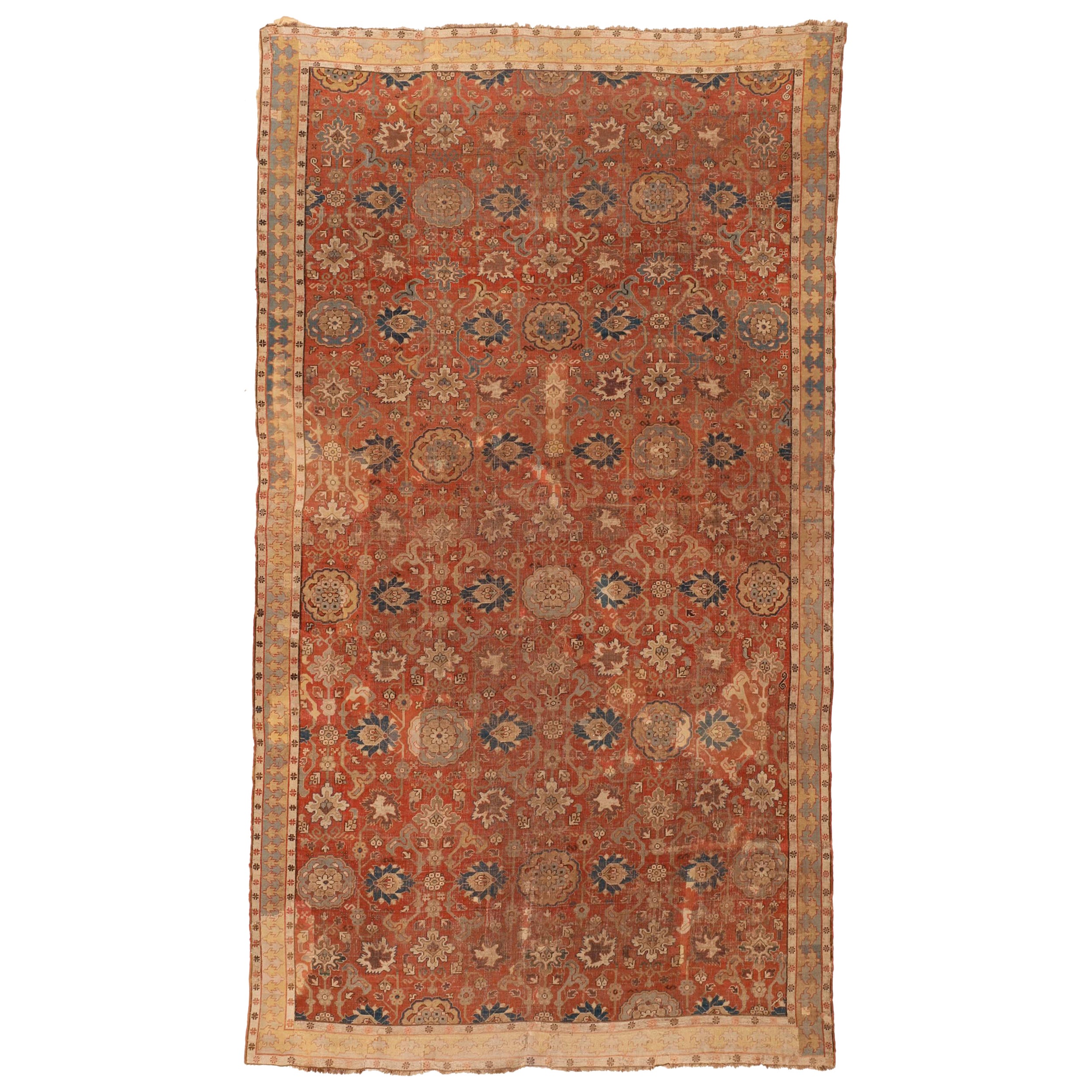 Tapis du Caucase du 18ème siècle avec motif de hangars en vente