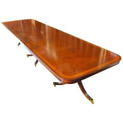 Regency Style Dining Table Inlaid Flame Mahogany 6