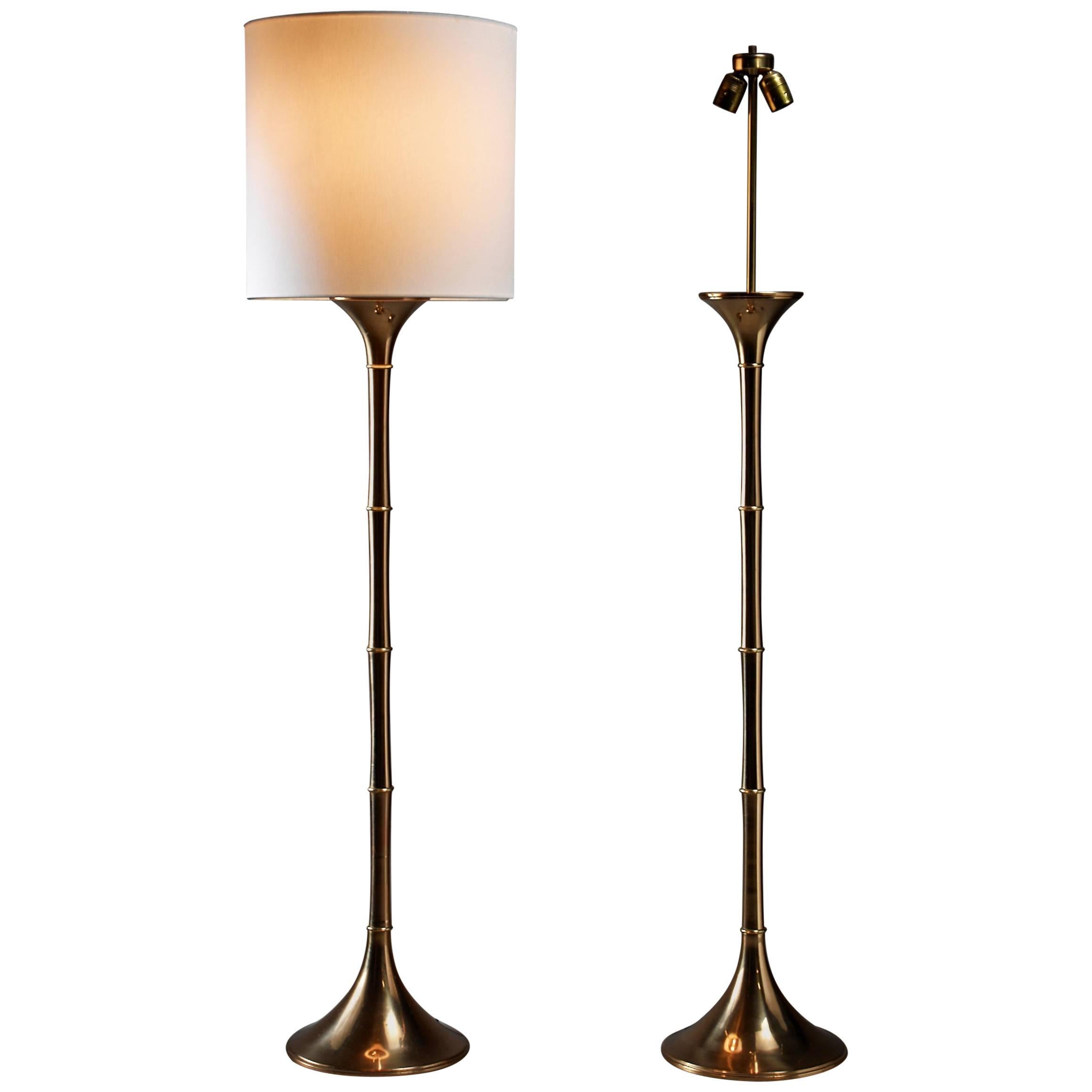 Ingo Maurer Pair of Brass 'Bamboo' Floor Lamps, Germany, 1960s For Sale