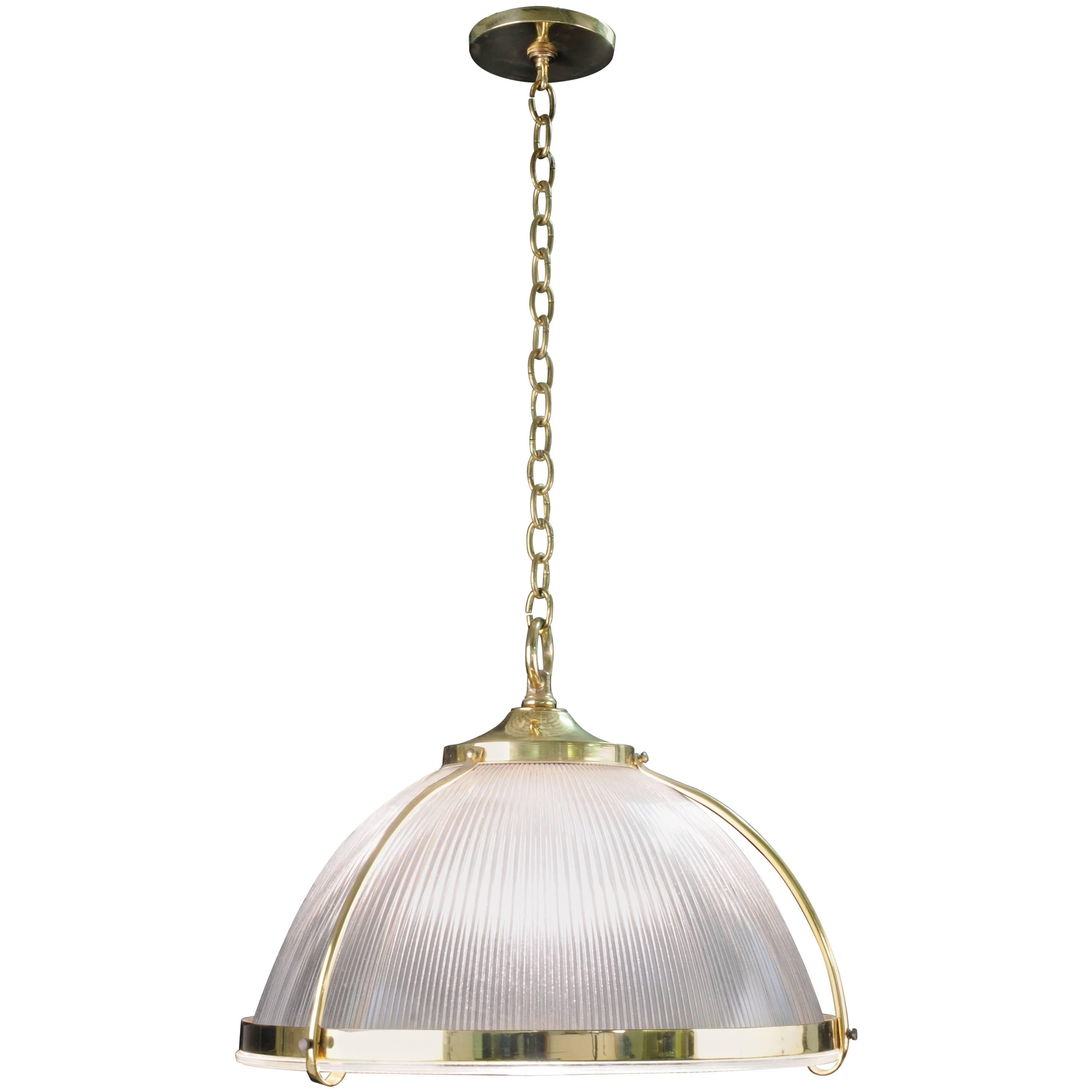 Holophane Glass Big Dome Pendant Light For Sale