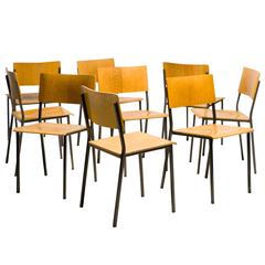Danish Architectural Oak Stacking Chairs
