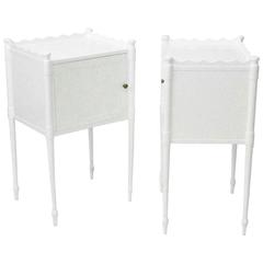 Pair Used White Lacquered French Side Tables
