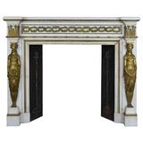 19th Century French Empire Style Mantel in Statuary and Brass