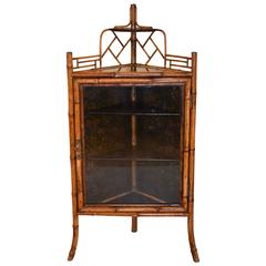 Antique 19th Century French Bamboo Corner Cabinet