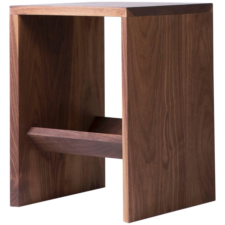 Walnut Side Table with Multi-Purpose Sub-Surface Trough For Sale