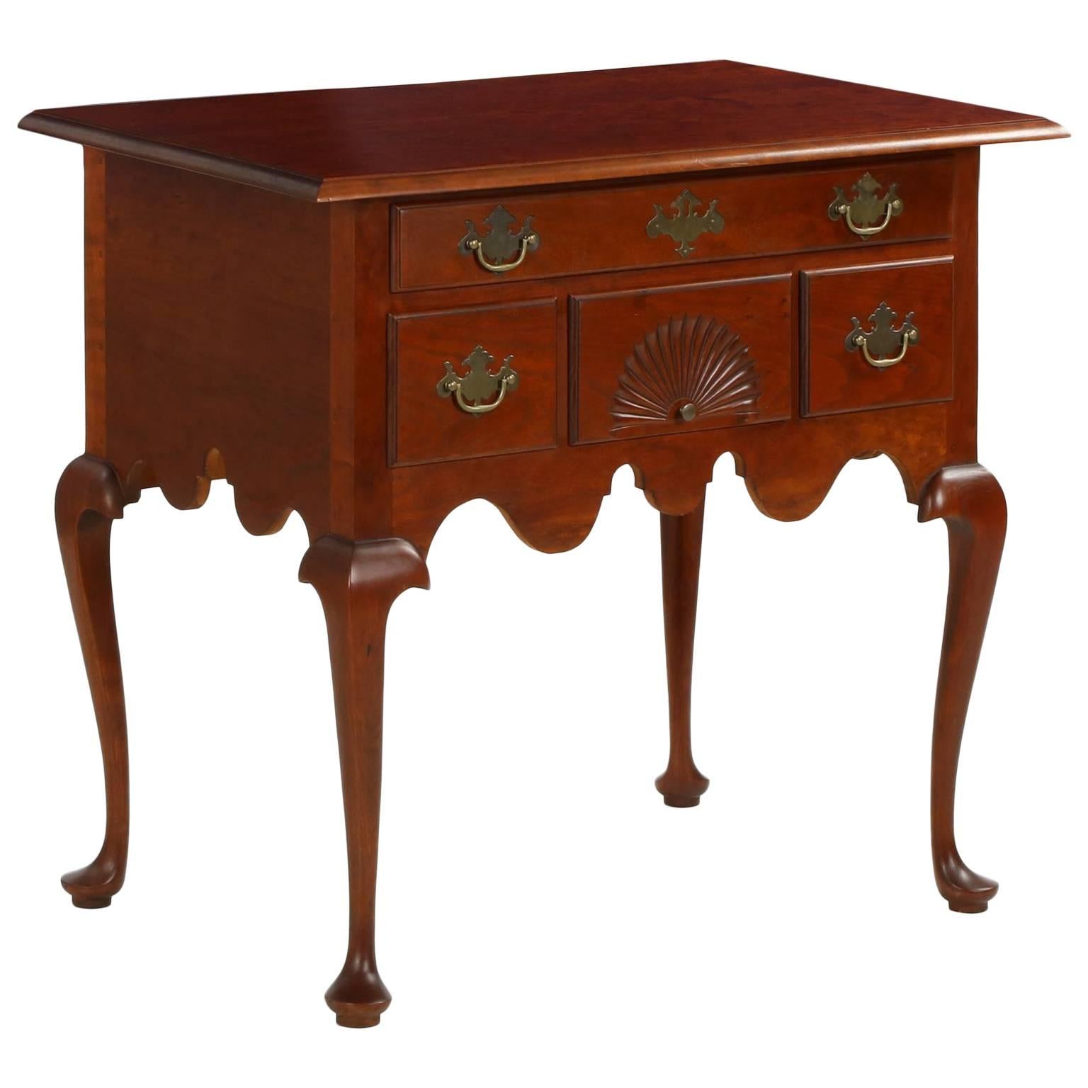 Eldred Wheeler Cherry Fan Carved Connecticut Lowboy Chest of Drawers