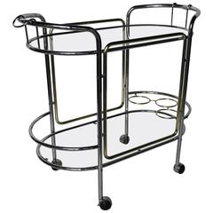 Chrome and Brass Bar Cart in the Manner of Milo Baughman