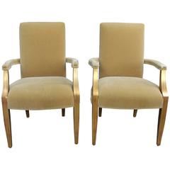 Pair of Giltwood Open Armchairs in the Manner of Andre Arbus