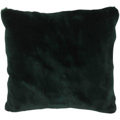 Luxurious Down Filled Green Genuine Sheared Beaver Fur Throw Pillows