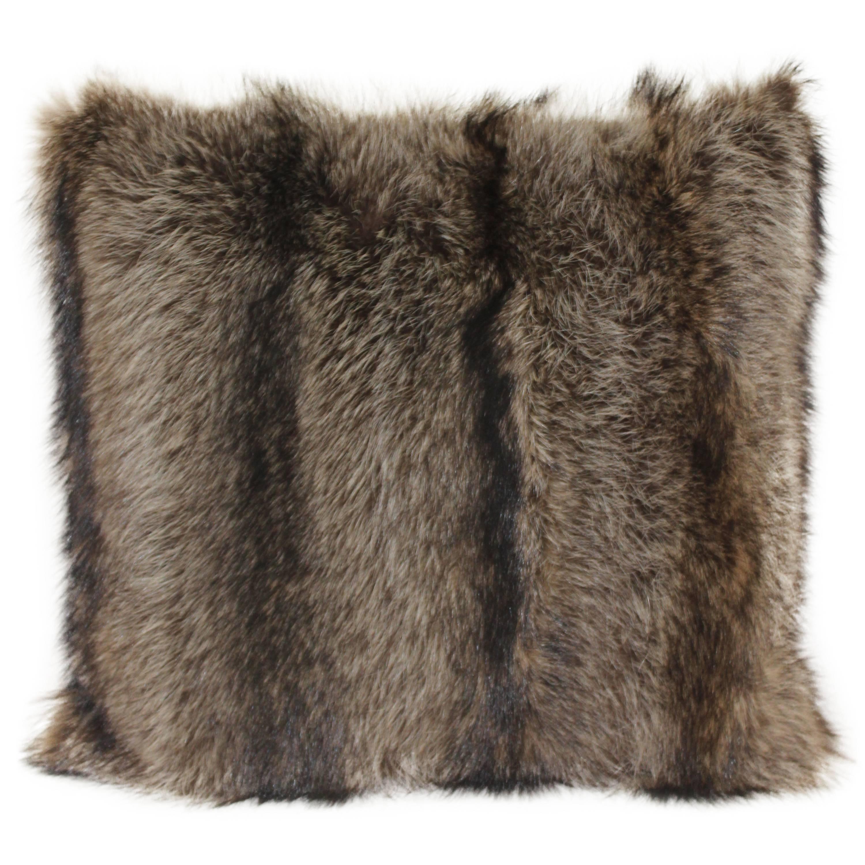 Luxurious Down Filled Genuine Raccoon Throw Pillows For Sale