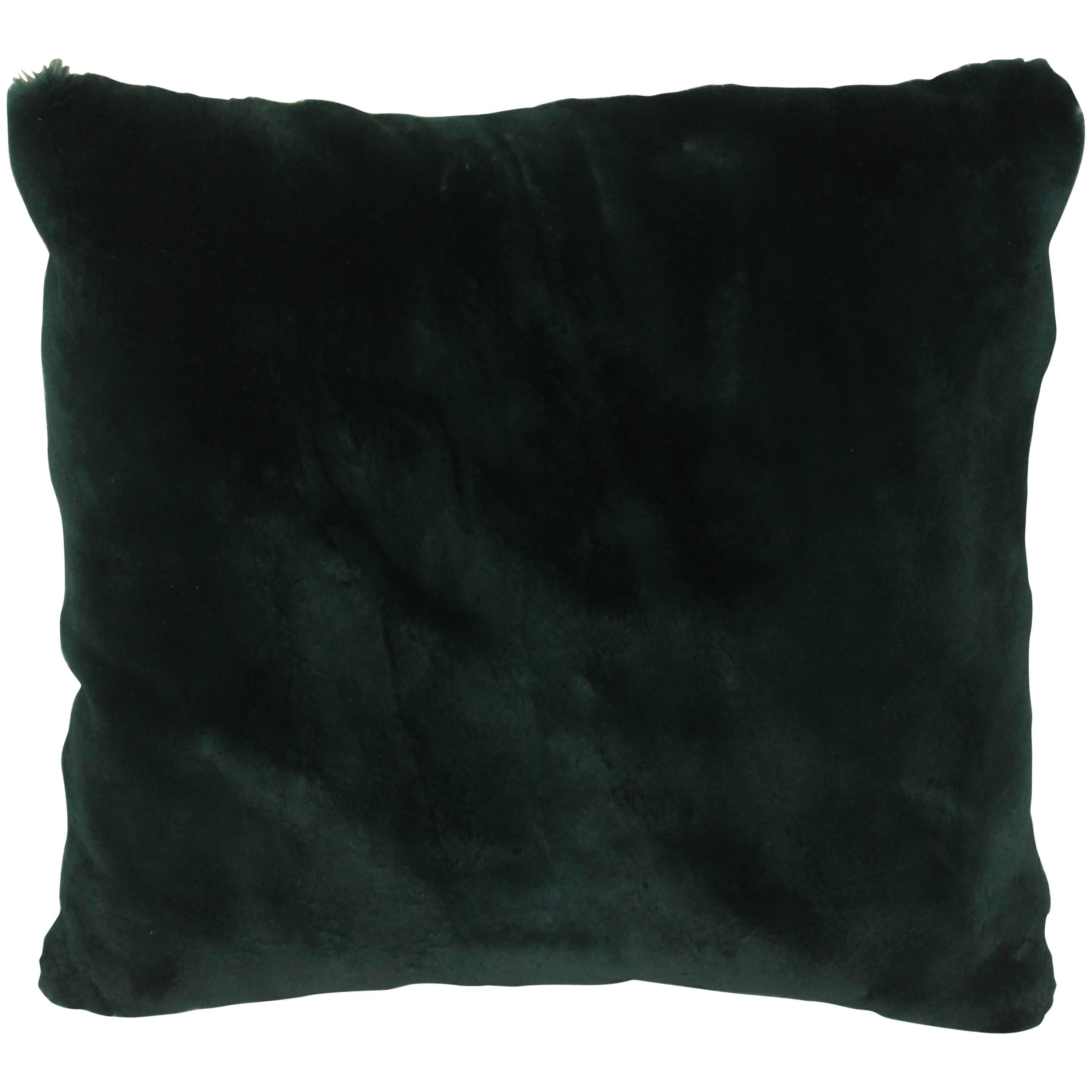 Luxurious Down Filled Green Genuine Sheared Beaver Fur Throw Pillows For Sale