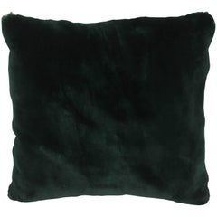 Used Luxurious Down Filled Green Genuine Sheared Beaver Fur Throw Pillows