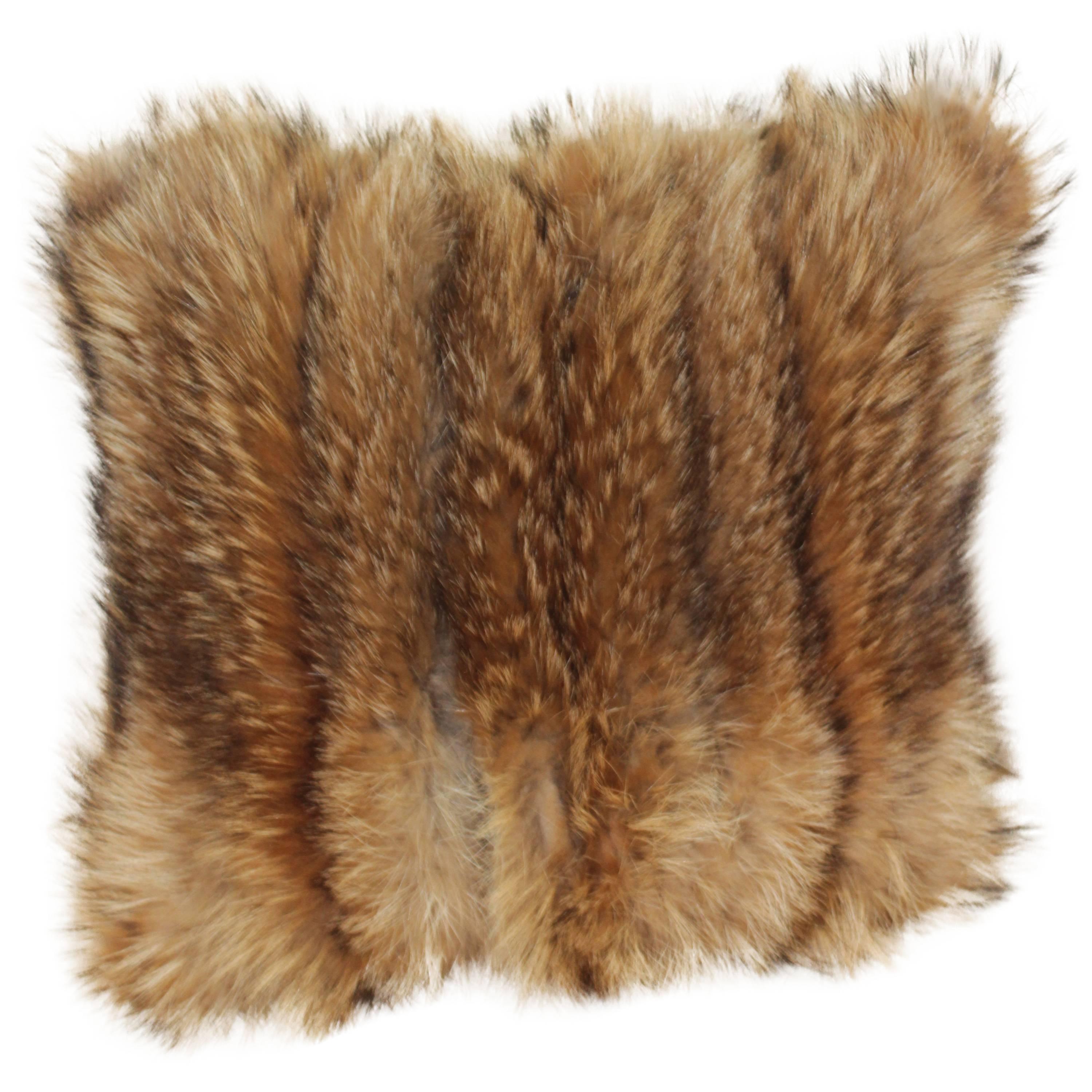 Luxurious Down Filled Vintage Tanuki Fur Throw Pillows