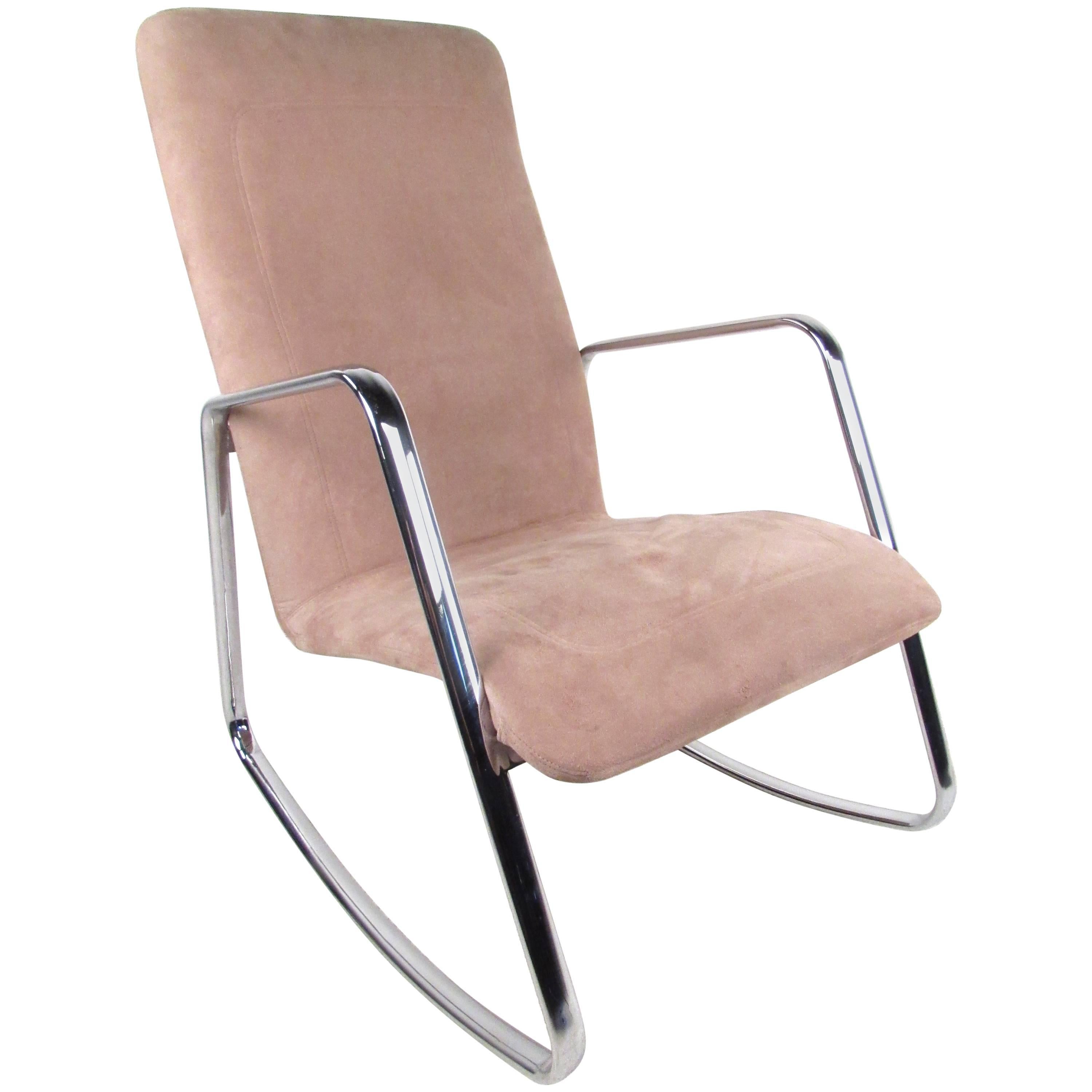 Mid-Century Modern Rocking Chair in the Style of Milo Baughman